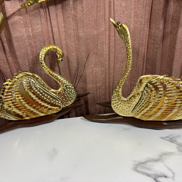 vintage mid-century modern metal and wood wall hanging